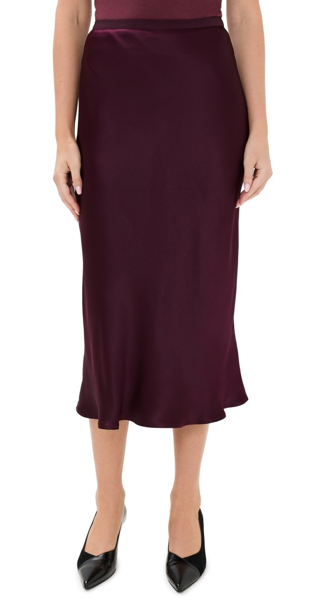 ANINE BING Bar Silk Skirt Bordeaux