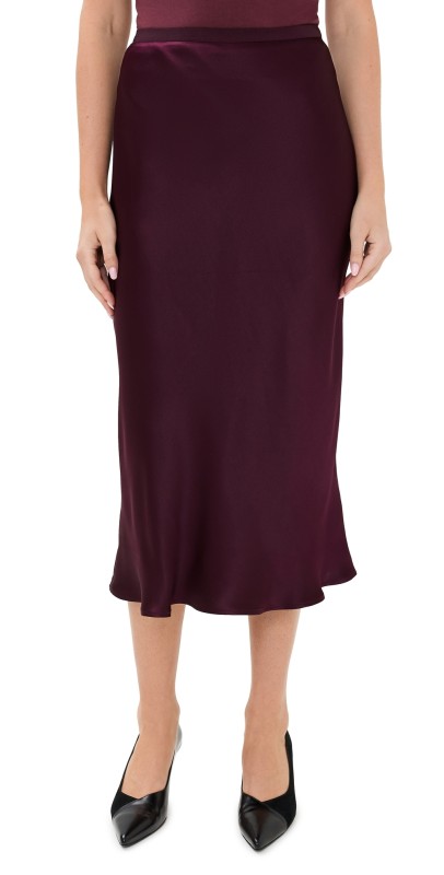 ANINE BING Bar Silk Skirt Bordeaux
