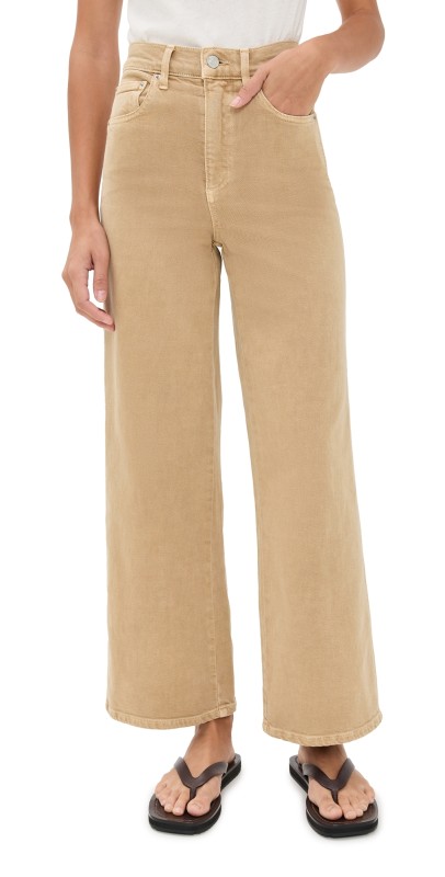 LE JEAN Juliette Wide Leg Ankle High Rise Jeans Sandwashed Camel