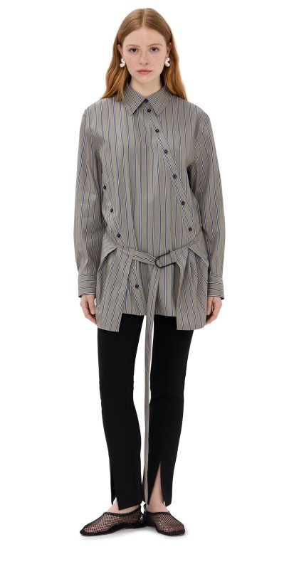 Christopher Esber Deconstruct Cotton Shirt Tunic Eucalypt/Navy
