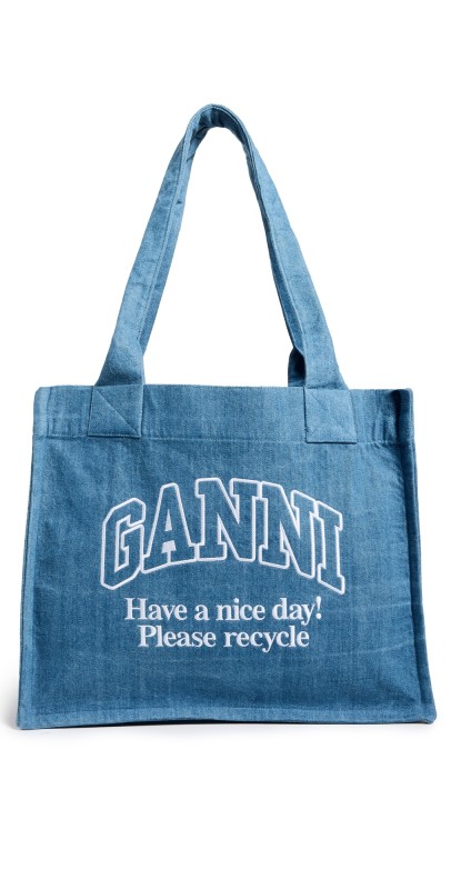 GANNI Large Easy Denim Shopper Tote Denim