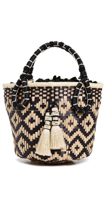 Johanna Ortiz Mythical Ship Mini Bucket Bag Black/Natural/Ecru