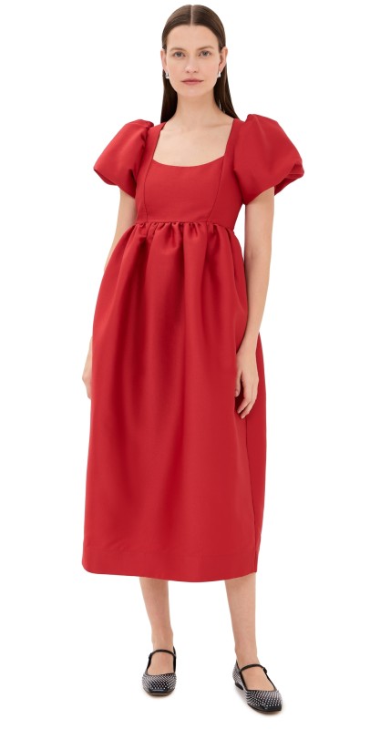 ALIGNE Ivy Puff Sleeve Dress Red