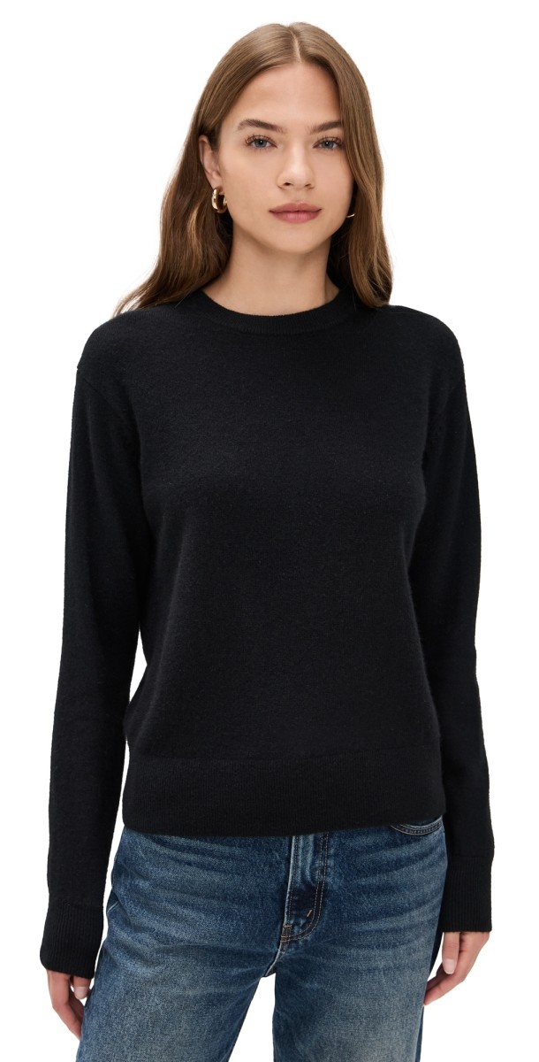 White + Warren Cashmere Crew Black