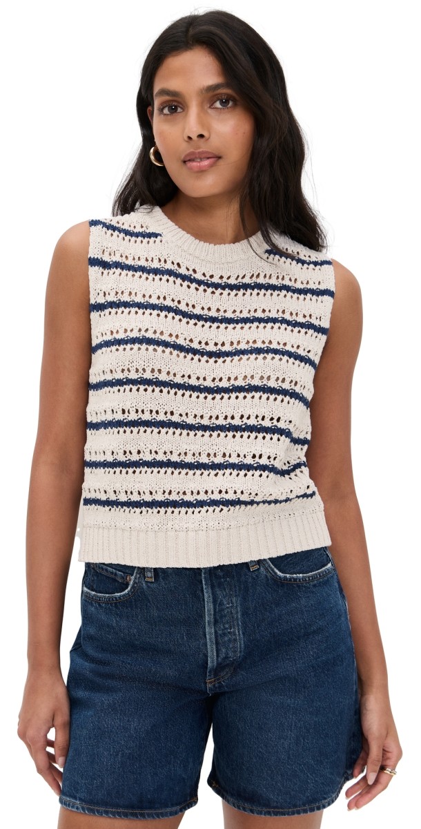 Velvet Calista Top Chalk/Marine
