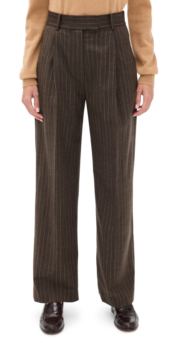 Renggli Pinstripe Trousers Mocha/Saffron