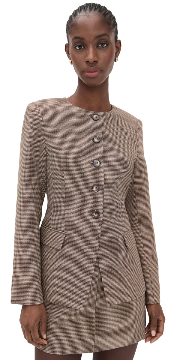 ASTR the Label Bellmere Jacket Brown Houndstooth