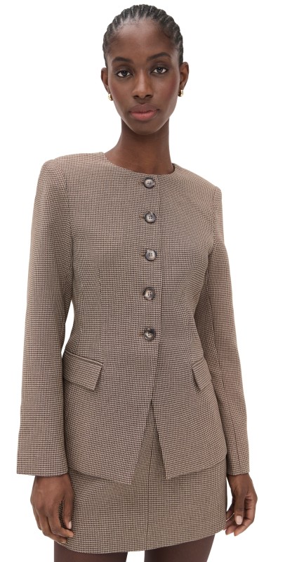 ASTR the Label Bellmere Jacket Brown Houndstooth