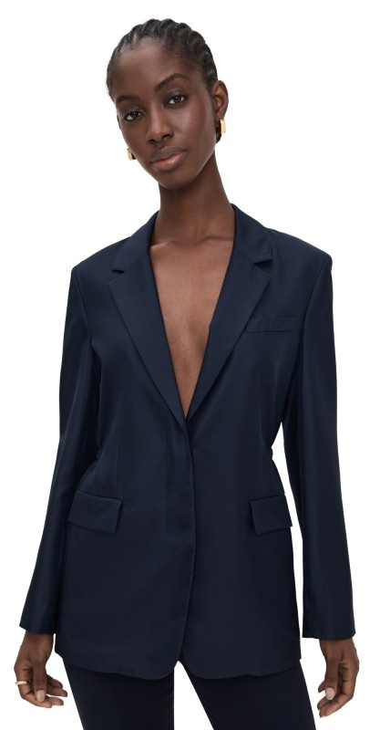 Theory Oversized Cinch Waist Blazer Nocturne Navy