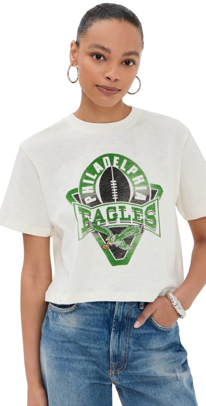 Junk Food Eagles Crop Tee White