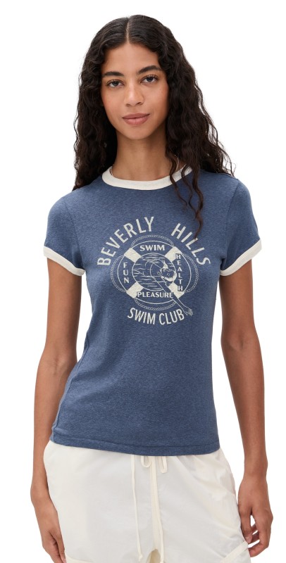 RE/DONE 60s Slim Ringer Tee Navy White