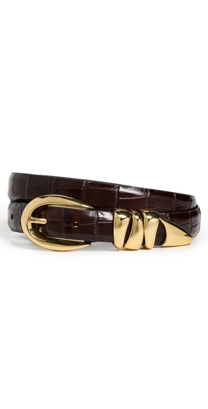 Madewell Triple Keeper Belt: Croco Chocolate Raisin