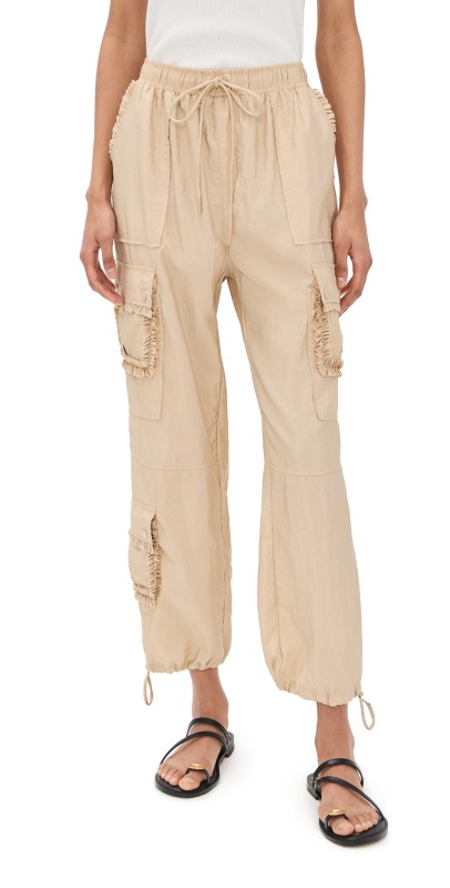 Cinq à Sept Ruffle Nitsan Parachute Pants Khaki