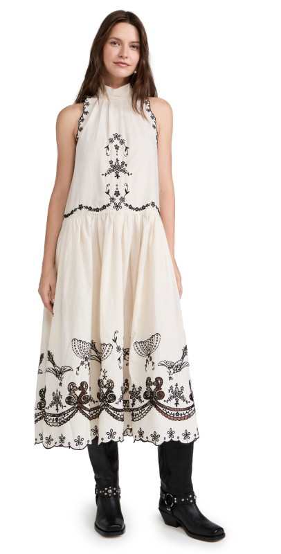 Sea Kingsley Embroidery Tank Dress Cream