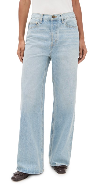THE GREAT. The Slouch Wide Leg Jeans Tidal Wash