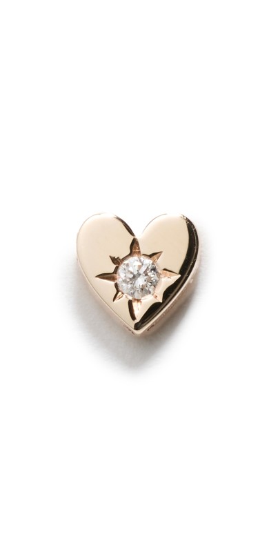 Zoe Chicco 14k Gold Single Itty Bitty Heart Diamond Stud Earrings 14k Yellow Gold