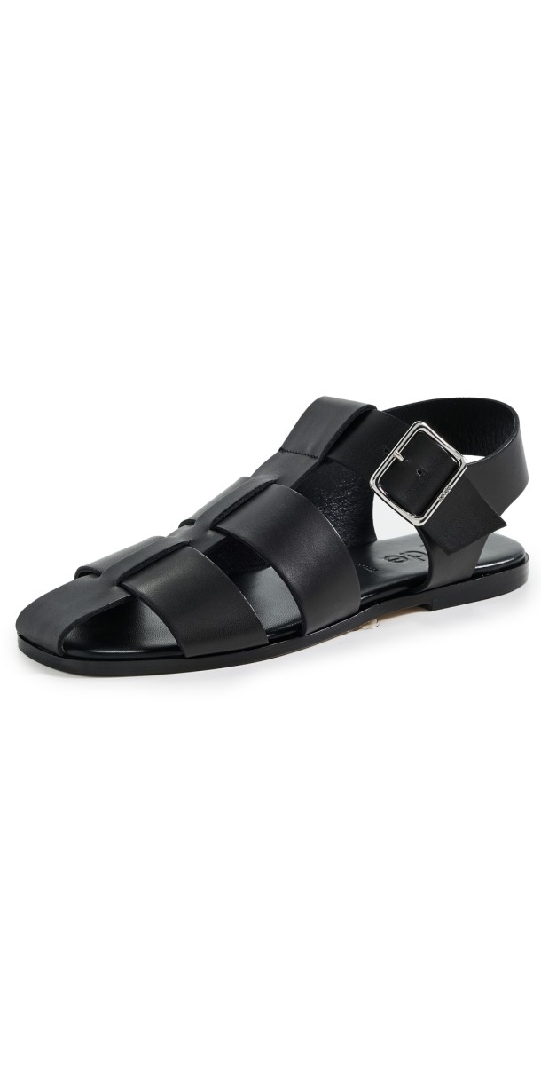 AEYDE Whit Calf Leather Sandals Black