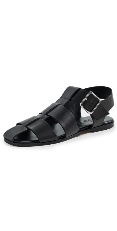 AEYDE Whit Calf Leather Sandals Black