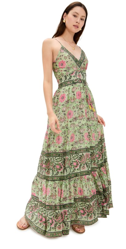 Bell Sabrina Maxi Dress Mint And Pink Floral