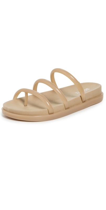 Schutz Polly Sporty Jelly Sandals Beige Cuban Sand