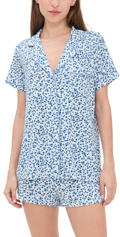 Stripe & Stare Short Pyjama Set Blueberry