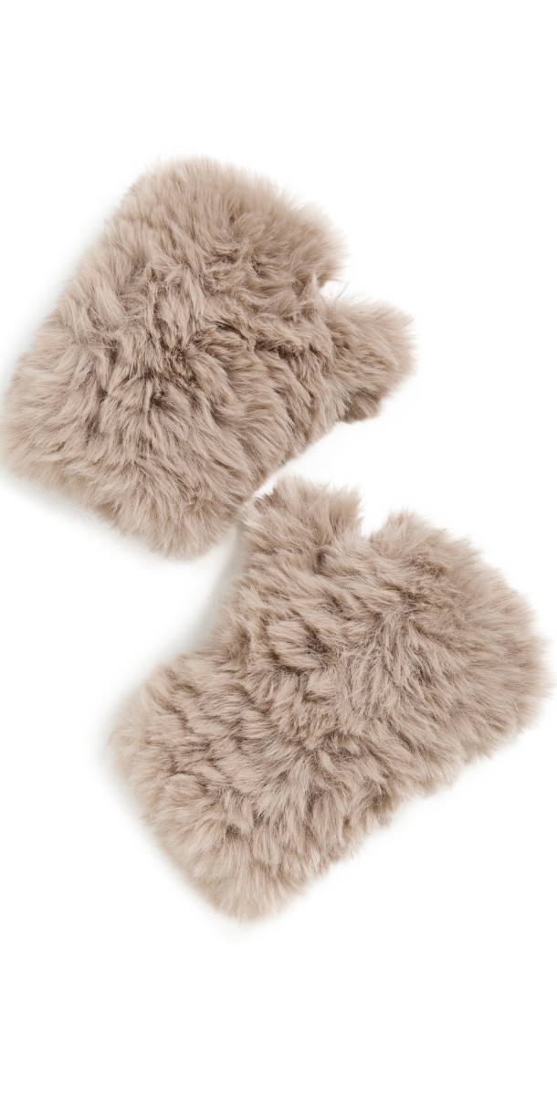 Jocelyn Faux Fur Mittens Ivory