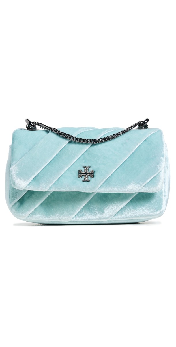 Tory Burch Kira Draped Velvet Mini Flap Bag Mist