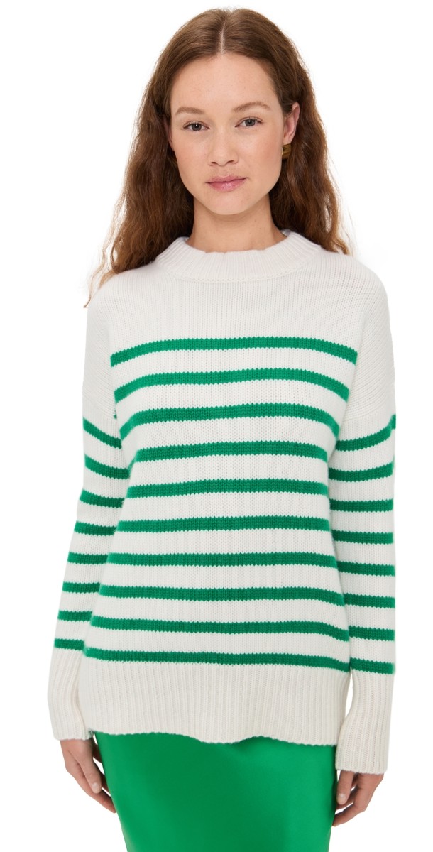 La Ligne Marin Sweater Cream/Kelly Green