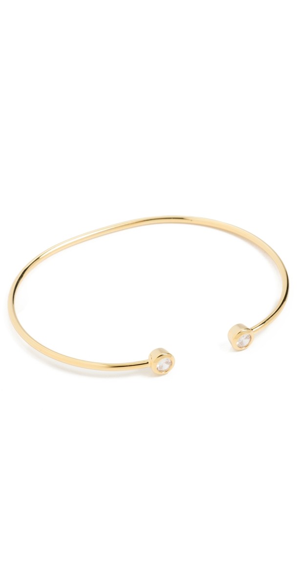 By Adina Eden Double Bezel Open Bangle Gold