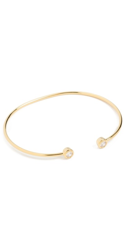 By Adina Eden Double Bezel Open Bangle Gold