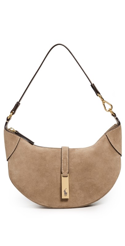 Polo Ralph Lauren Polo ID Suede Mini Shoulder Bag Clay