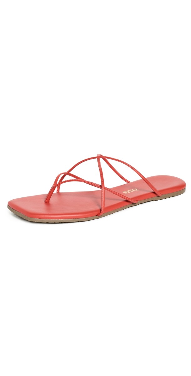 TKEES Square Toe Elle Sandals Red