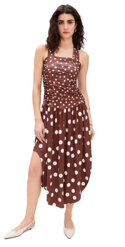 Free People Raylon Midi Dress Chocolate Combo