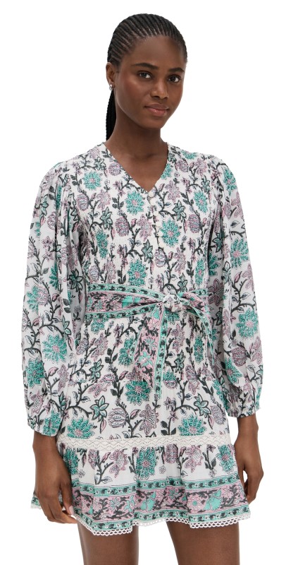Bell Layla Mini Dress Light Turq Purple Floral