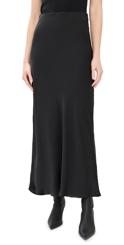 Joe's Jeans The Ines Satin Maxi Slip Skirt Black