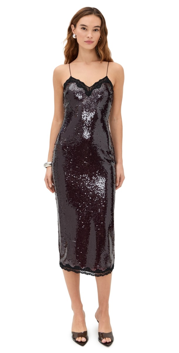 LoveShackFancy Verelith Dress Chocolate Brown