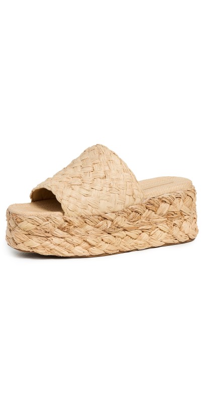 Loeffler Randall Aaron Platform Raffia Mules Natural