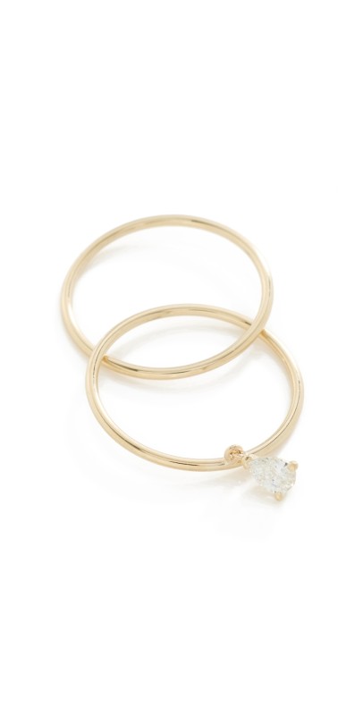Isa Grutman 14k Double Band Diamond Ring Yellow Gold