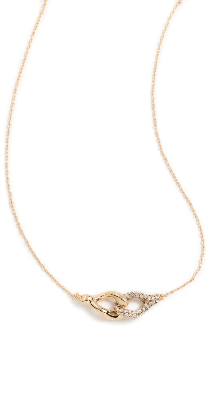 Tory Burch Interlocking Wishbone Pendant Necklace Tory Gold/Crystal