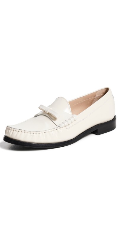 Stuart Weitzman Lottie Bow Loafers Cream