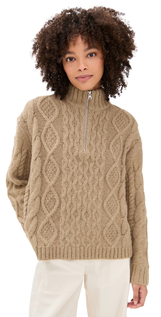 Jenni Kayne Cable Half Zip Sweater Clove