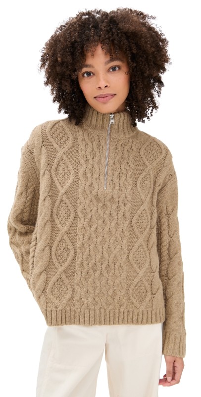 Jenni Kayne Cable Half Zip Sweater Clove