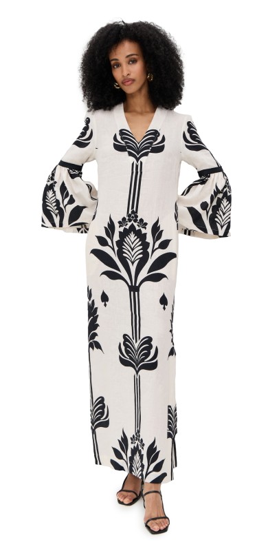 Andres Otalora Rajasthan Dress Ivory/Black Lotus