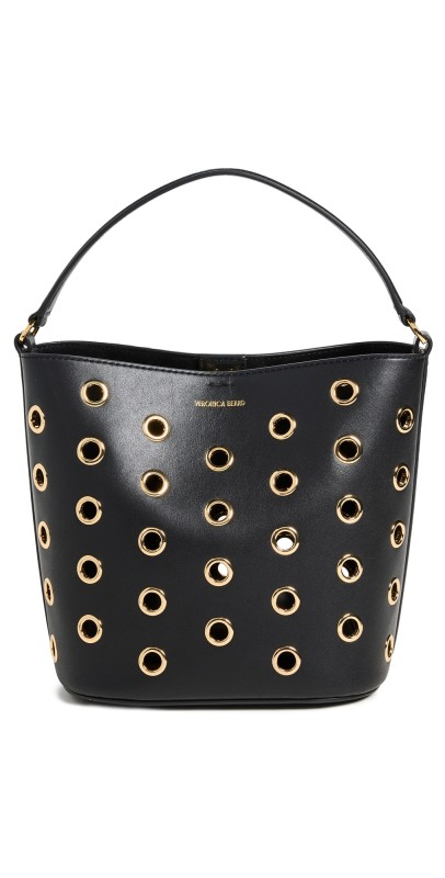 Veronica Beard Small Grommet Feedbag Black/Gold