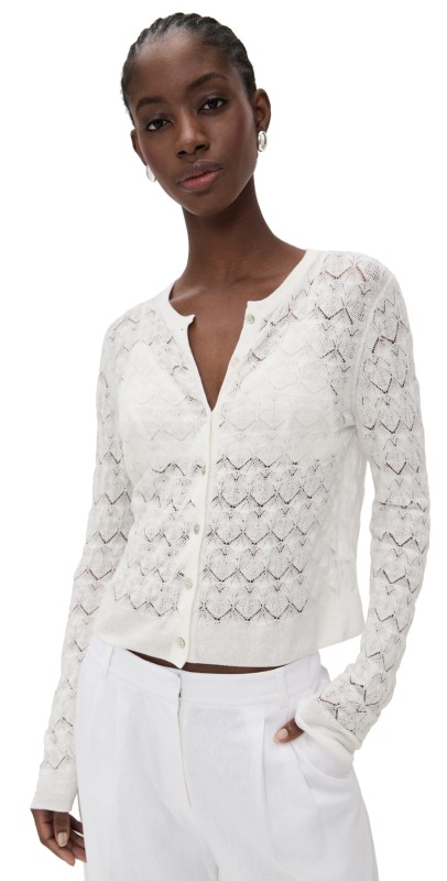 Vince Lace Stitch Cardigan Terra