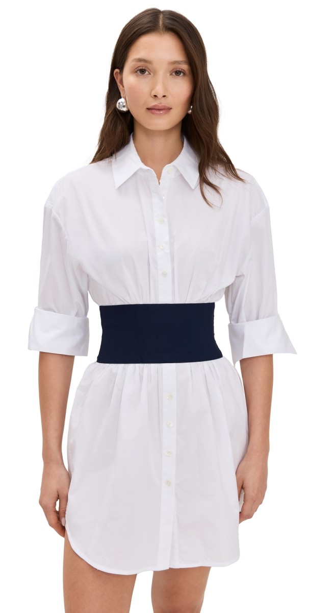 STAUD Michelle Dress White/Navy