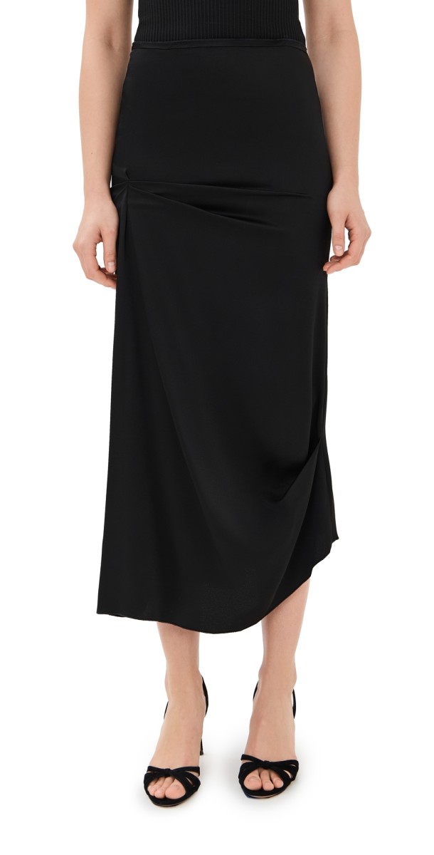 Victoria Beckham Draped Pleat Detail Skirt Black
