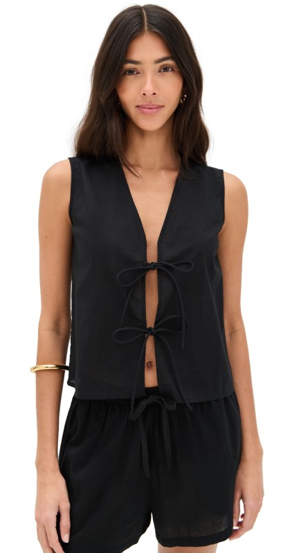 Playa Lucila V Neck Sleeveless Top Black