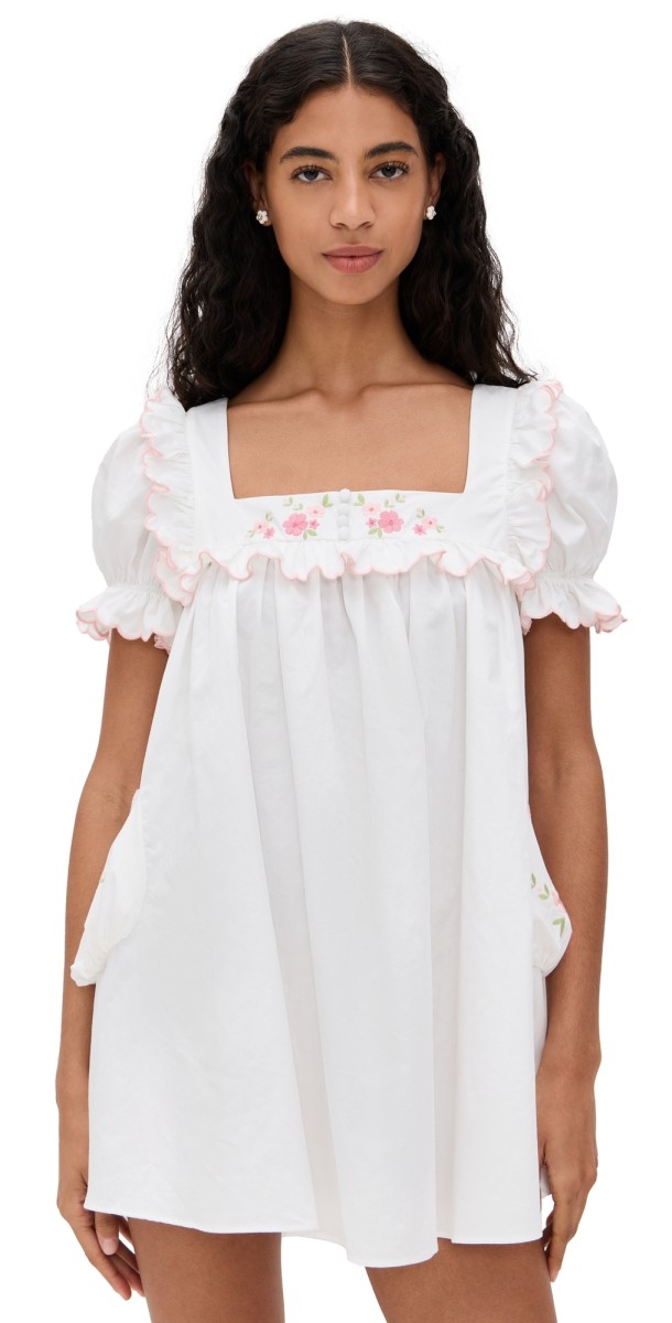 For Love & Lemons Tea Time Babydoll Dress White