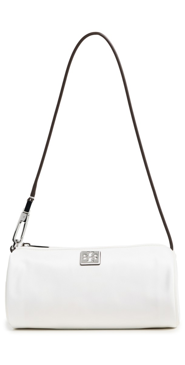Tory Burch Virginia Nylon Cylinder Bag Snow Whit
